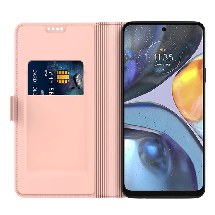 For Motorola Edge 40 Pro 5G Card Slot Stand Case PU Leather Flip Phone Cover - Rose Gold