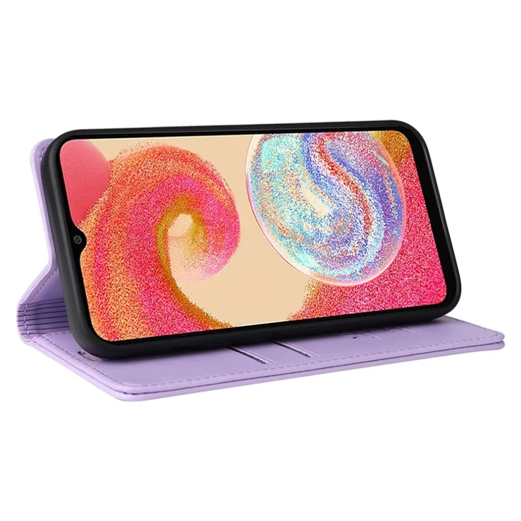 YIKATU Flip Wallet Case for Samsung Galaxy A04e 4G / F04 4G / M04 4G YK- 001 PU Leather Magnetic Auto-absorbed Stand Phone Cover - Light Purple
