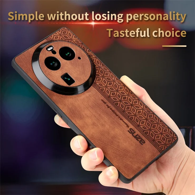 AZNS For Oppo Find X6 Pro Phone Case Imprinted PU Leather Coated TPU Protective Back Cover - Black