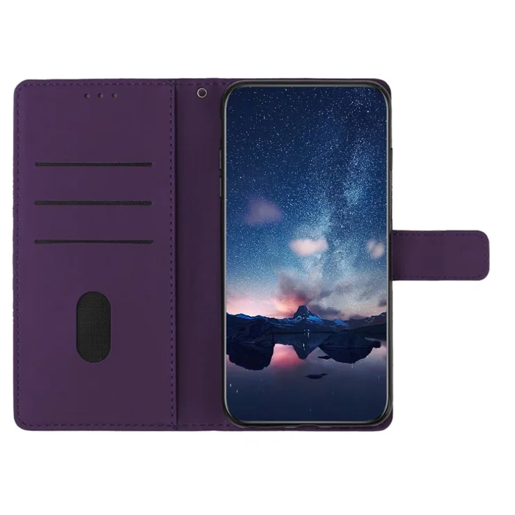 Phone Wallet Case for Sony Xperia 1 V , Imprinted Rhombus Leather Stand Phone Cover - Purple