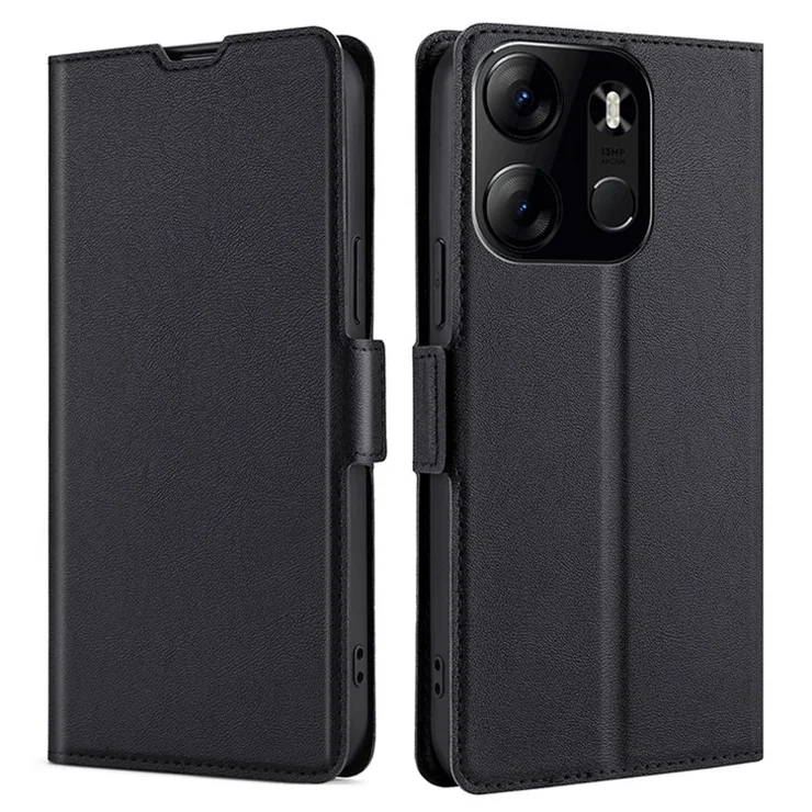 For TECNO Spark Go 2023 4G PU Leather Case with Card Slot Stand Flip Phone Cover - Black