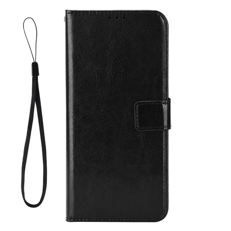 For TECNO Spark 10 5G PU Leather Crazy Horse Texture Phone Cover Flip Stand Wallet Case - Black