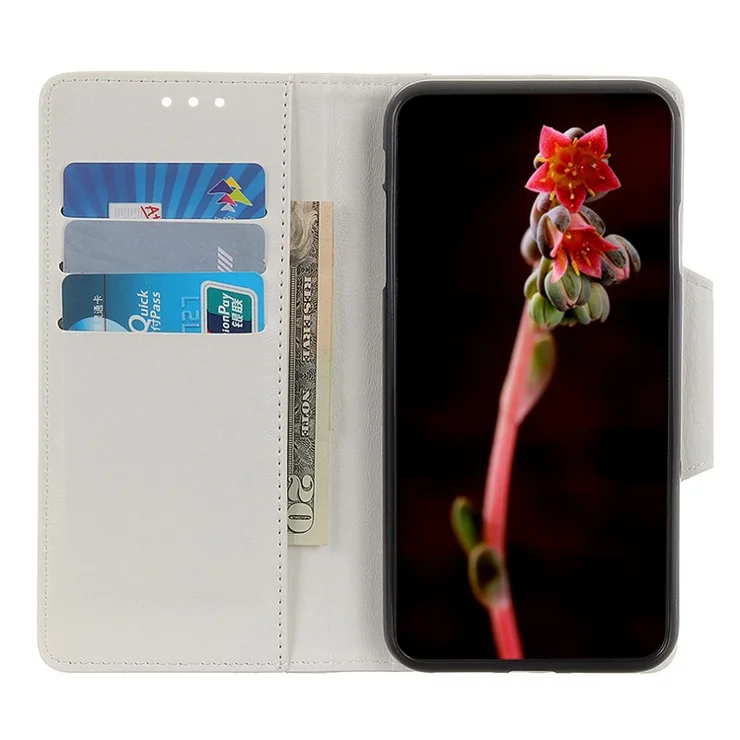 Cowhide Texture Phone Case for Nokia C22 PU Leather Folio Flip Cover Wallet Stand Protector Shell - White