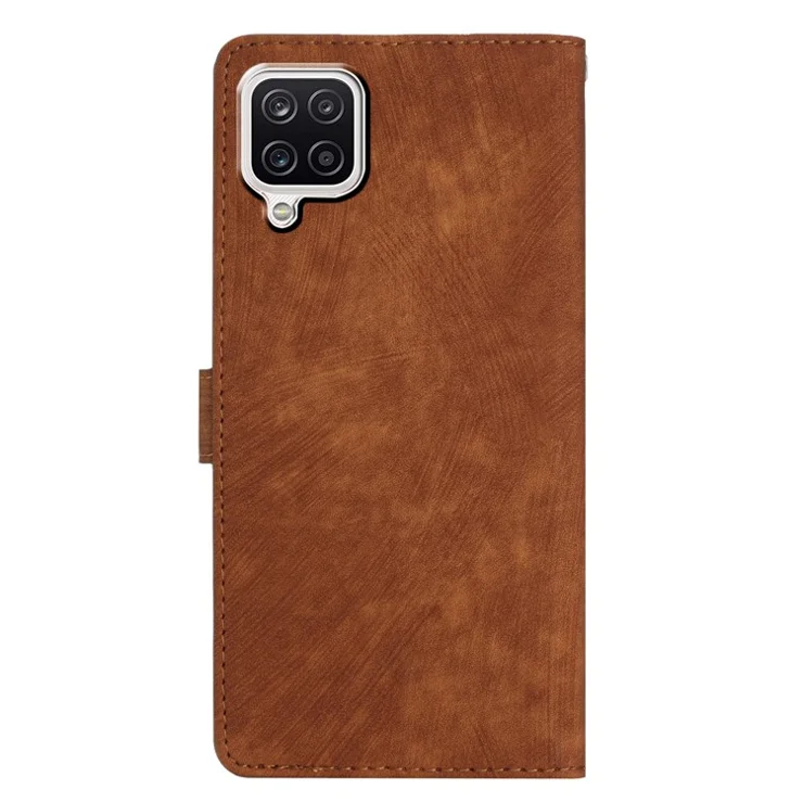 For Samsung Galaxy A22 4G (EU Version) PU Leather Wallet Protective Shell Skin-touch Flip Stand Phone Case - Brown