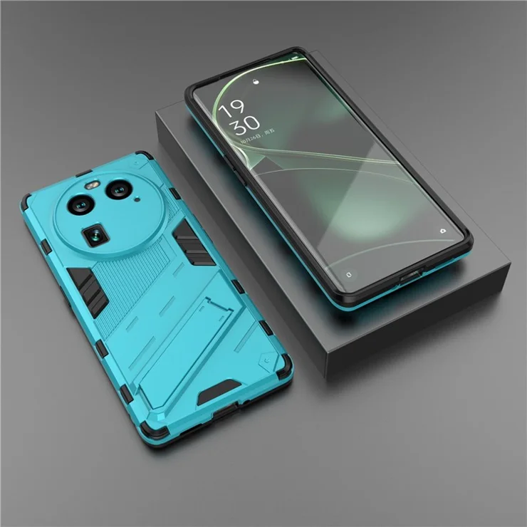 For Oppo Find X6 Kickstand Mobile Phone Case TPU+PC Dual Layer Cover - Baby Blue