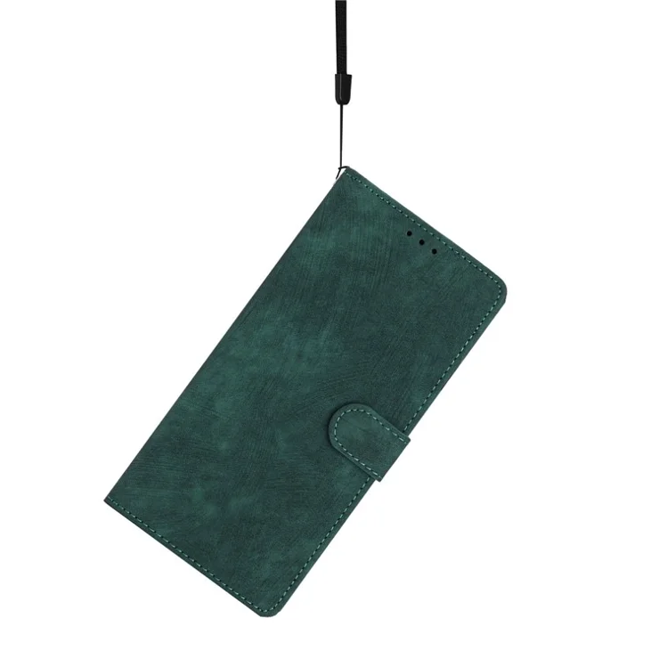 For iPhone 14 Pro Solid Color Skin-touch PU Leather Wallet Shell Anti-drop Stand Phone Case - Green