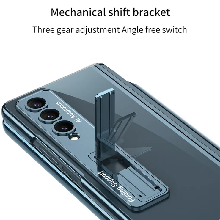 GKK Anti-Spy Slim Case for Samsung Galaxy Z Fold4 5G Hard PC Kickstand Phone Case with Front Screen Protector - Grey