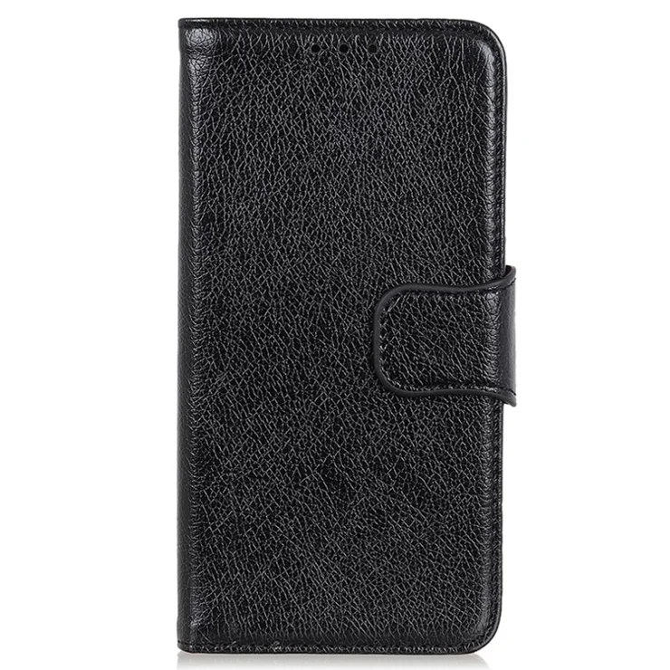 Stand Shell for Google Pixel 8 Split Leather Phone Case Nappa Texture Wallet Cover - Black