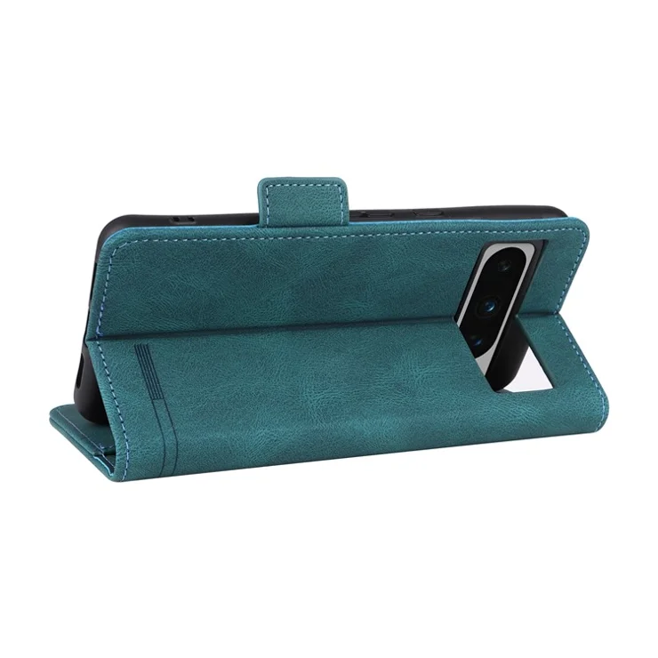 For Google Pixel 8 Pro Anti-scratch Wallet Stand Cover Hardware Decor PU Leather Phone Case - Blue