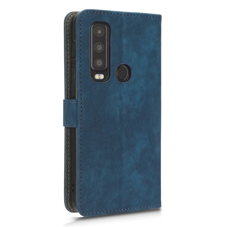 For Motorola Defy 2 5G / Cat S75 5G Phone Wallet Cover PU Leather RFID Blocking Stand Case with Strap - Blue