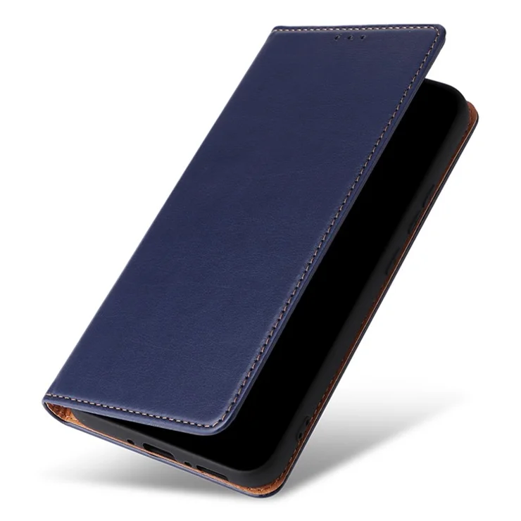 FIERRE SHANN For Samsung Galaxy A34 5G PU Leather Wallet Shockproof Cover Flip Stand Phone Case - Blue