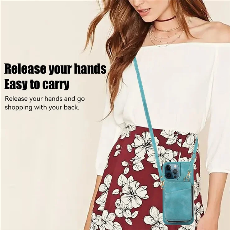 For Samsung Galaxy A14 5G / 4G Leather TPU Phone Case Zipper Card Bag Kickstand Phone Cover with Straps - Green