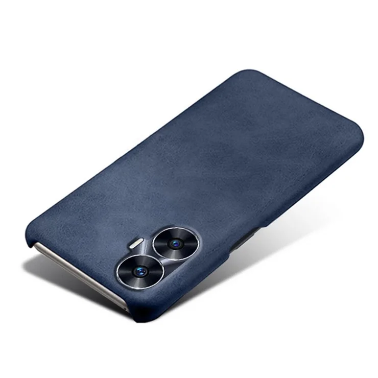 For Realme C55 4G PU Leather + PC Phone Case Calf Texture Shockproof Phone Cover - Blue