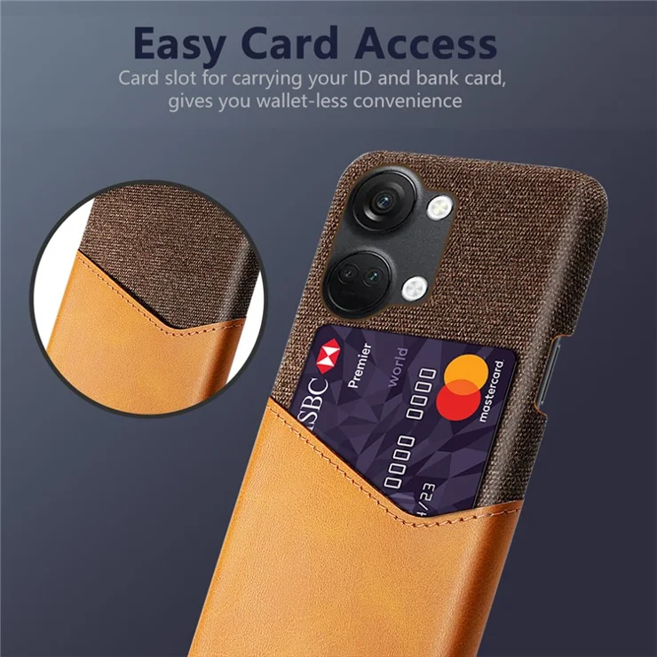 For OnePlus Nord 3 5G / Ace 2V Cloth Texture Card Holder Phone Cover Leather Coated PC Back Case - Orange