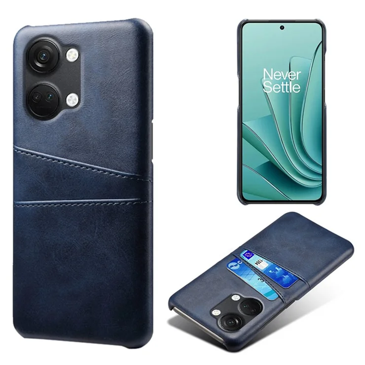 Phone Case for OnePlus Nord 3 5G / Ace 2V Drop Protection Dual Card Slots PU Leather Coated PC Cover - Blue