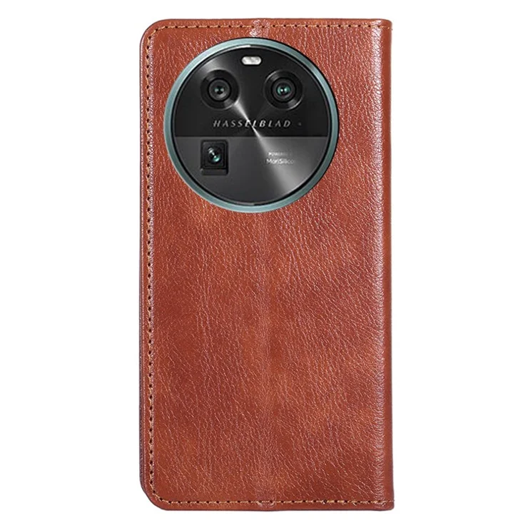 For Oppo Find X6 Magnetic Auto-closing Phone Stand Case PU Leather Drop-proof Wallet Cover - Brown