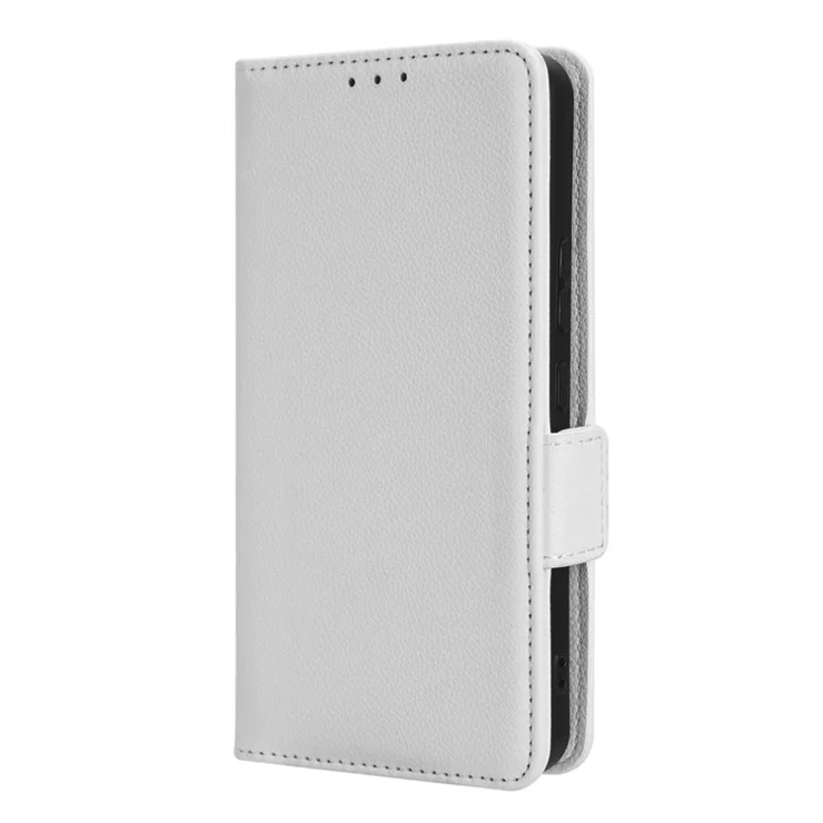 Wallet Case for Nokia C12 4G / C12 Pro / C12 Plus PU Leather Litchi Texture Flip Stand Phone Cover with Strap - White