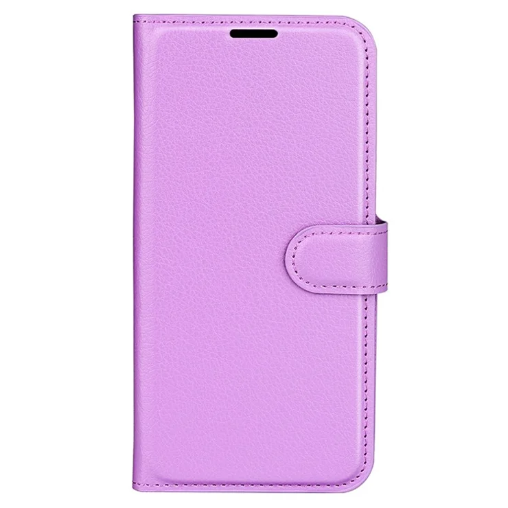 Stand Phone Case for Infinix Note 12 Pro 5G , Wallet Function Litchi Texture Leather Shell Cover - Purple