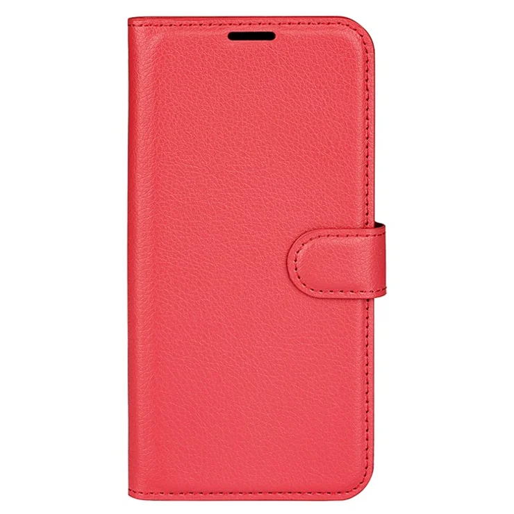 Stand Phone Case for Infinix Note 12 Pro 5G , Wallet Function Litchi Texture Leather Shell Cover - Red