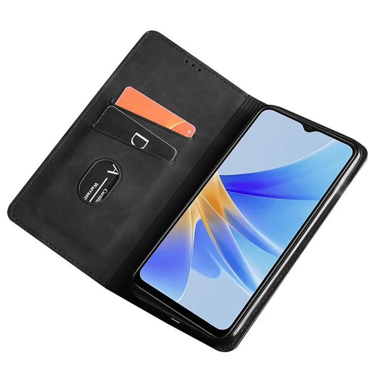 For Oppo Find X6 Pro PU Leather Phone Stand Case Card Holder Skin-touch Smartphone Cover - Black