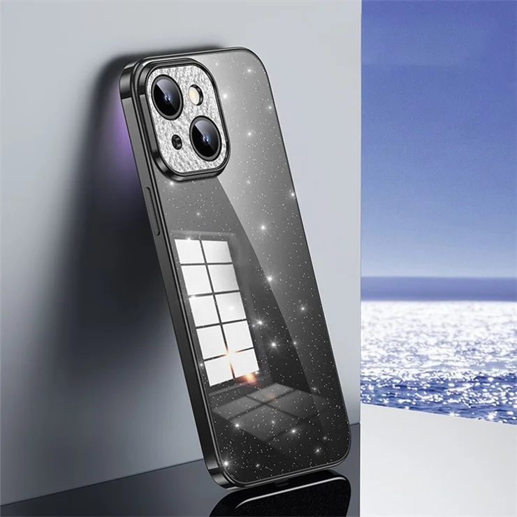SULADA Electroplating Phone Case for iPhone 13 , Glitter Rhinestone Decor Soft TPU Cover - Black