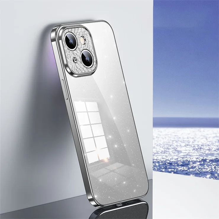 SULADA Glitter Phone Case for iPhone 14 , Rhinestone Decor Electroplating Phone TPU Cover - White