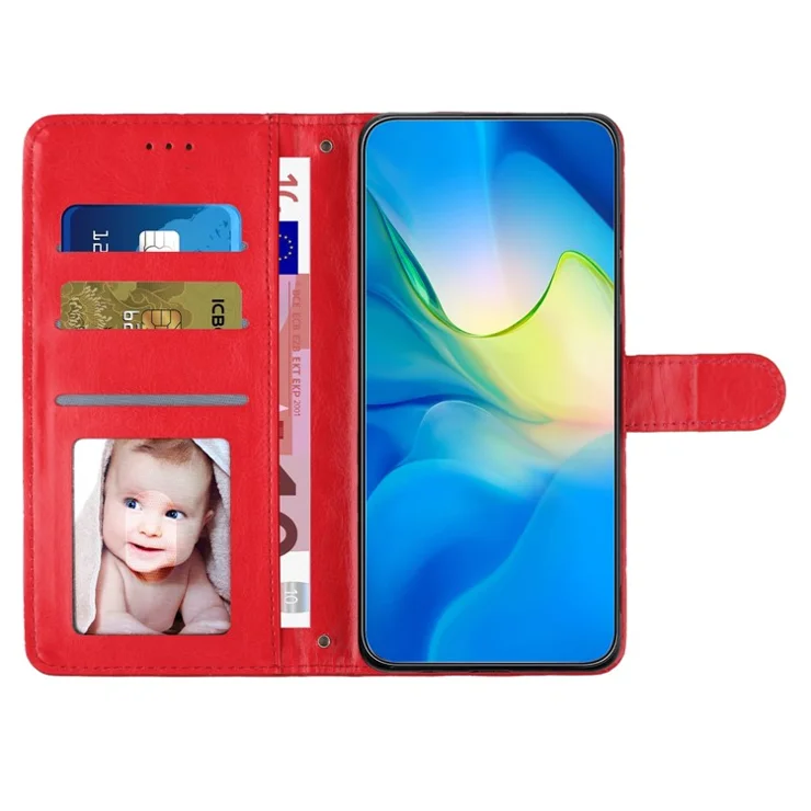 For Samsung Galaxy S22+ 5G Phone Case Stitching Line Rhombus PU Leather Wallet Stand Phone Cover with Strap - Red