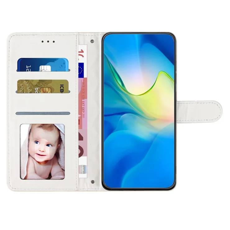 Flip Case for Xiaomi Mi 10T 5G / 10T Pro 5G / Redmi K30S Stitching Line Rhombus Wallet Stand Leather Phone Cover - White