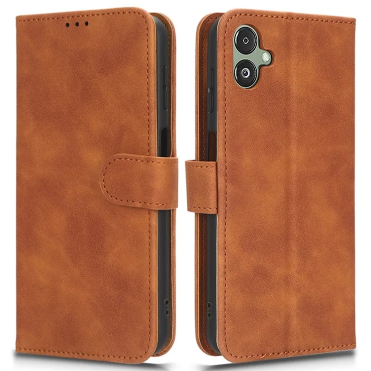 For Samsung Galaxy F14 5G Skin-touch Wallet Phone Case PU Leather Stand Cover - Brown