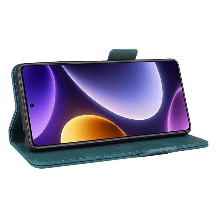For Xiaomi Redmi Note 12 Turbo / Poco F5 5G Hardware Decor PU Leather Wallet Stand Cover Shockproof Phone Case - Blue