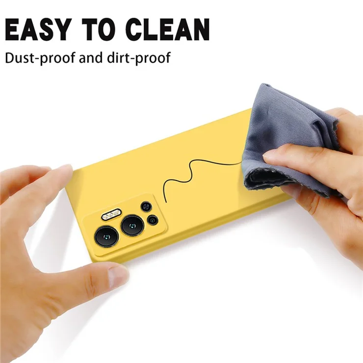 For Infinix Hot 12 4G Liquid Silicone Shockproof Phone Case Anti-Scratch Soft Lining Back Cover - Yellow