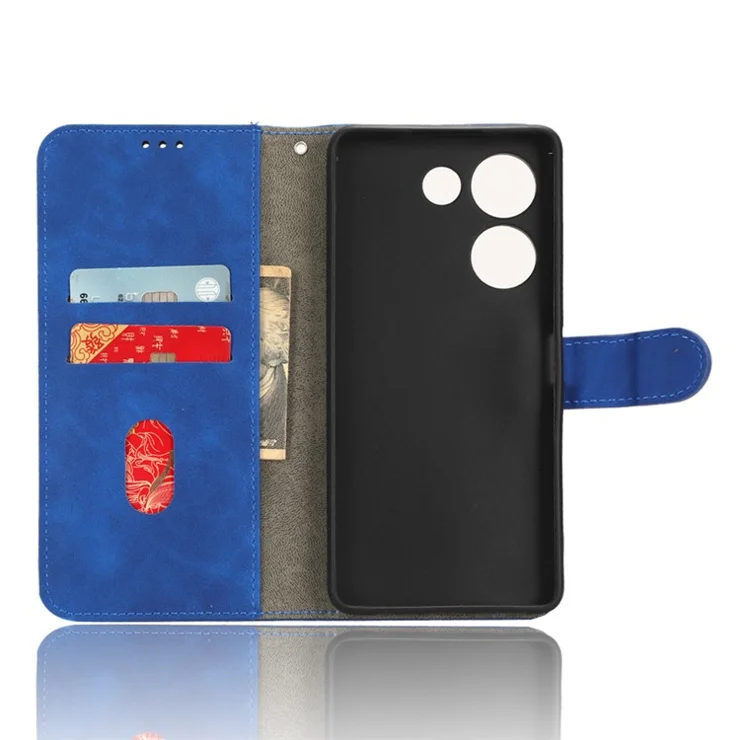 For TECNO Camon 20 Pro 4G PU Leather Wallet Phone Cover Skin-Touch Protective Case with Stand - Blue