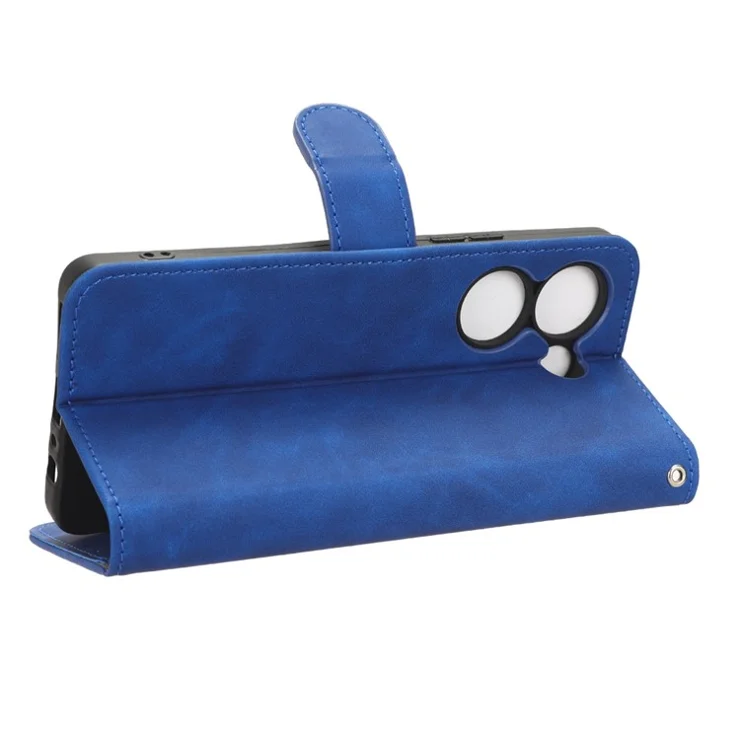 For TECNO Camon 20 Pro 4G PU Leather Wallet Phone Cover Skin-Touch Protective Case with Stand - Blue