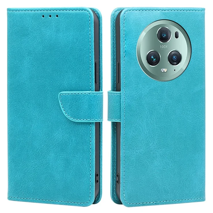 For Honor Magic5 Pro Flip Leather Calf Texture Phone Case Stand Wallet Protective Cover - Baby Blue