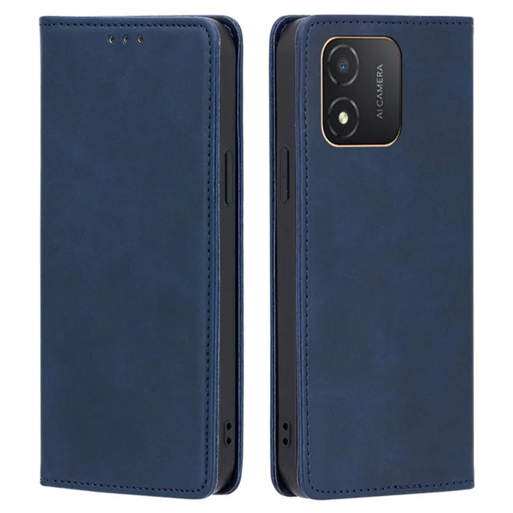 Wallet Stand Shell for Honor X5 4G PU Leather+TPU Phone Case Calf Texture Magnetic Closing Cover - Sapphire