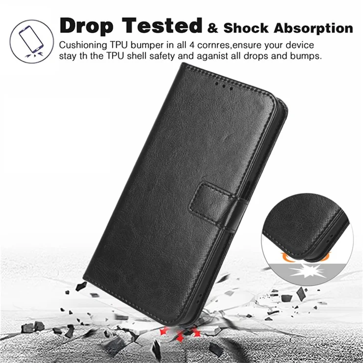 For Huawei nova 11 Pro / nova 11 Ultra Crazy Horse Texture Phone Case Stand Wallet PU Leather Flip Phone Cover - Black