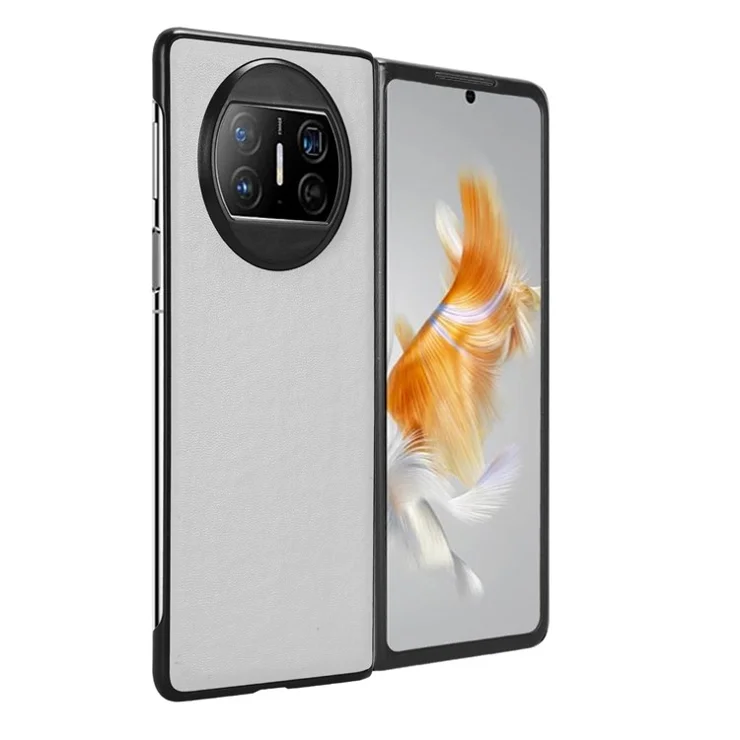 For Huawei Mate X3 5G PU Leather Coated PC Phone Case Drop-proof Smartphone Cover - White