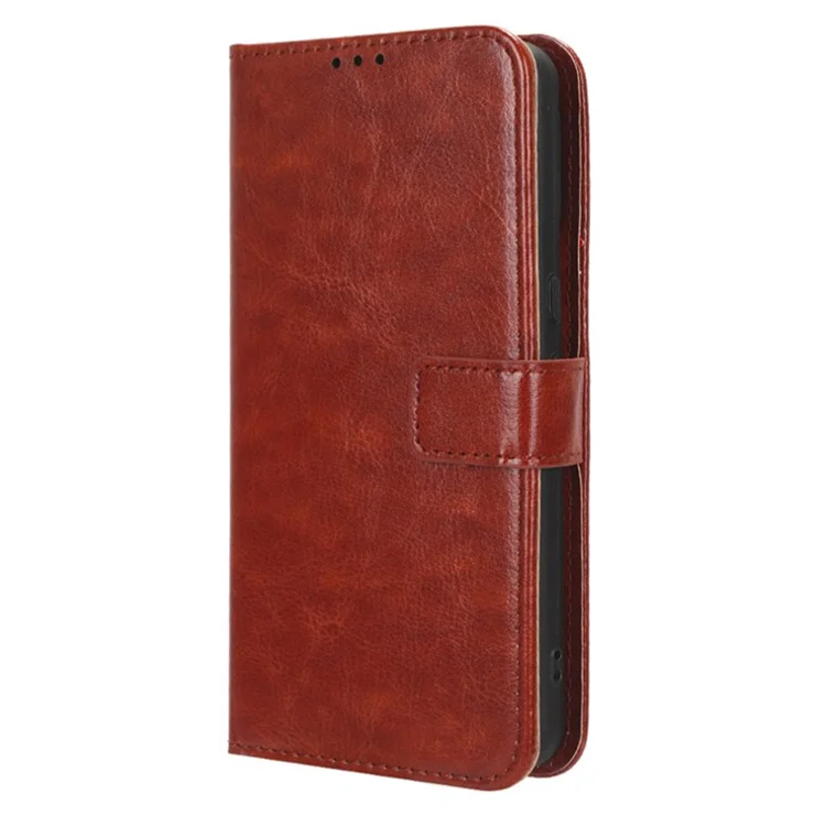 Flip Case for Google Pixel 8 Pro Anti-fall Stand Wallet Crazy Horse Texture PU Leather Phone Cover - Brown
