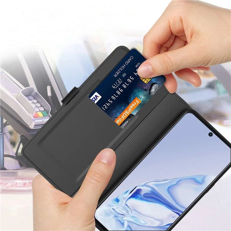 Cell Phone Case for ZTE Axon 50 Ultra , Card Slot Magnetic PU Leather Folding Stand Phone Cover - Gold