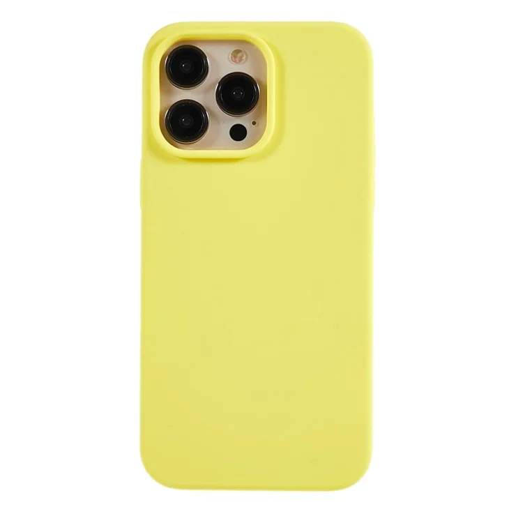 Slim Phone Case for iPhone 13 Pro Max Anti-Scratch Liquid Silicone Phone Cover with Soft Lining - Yellow