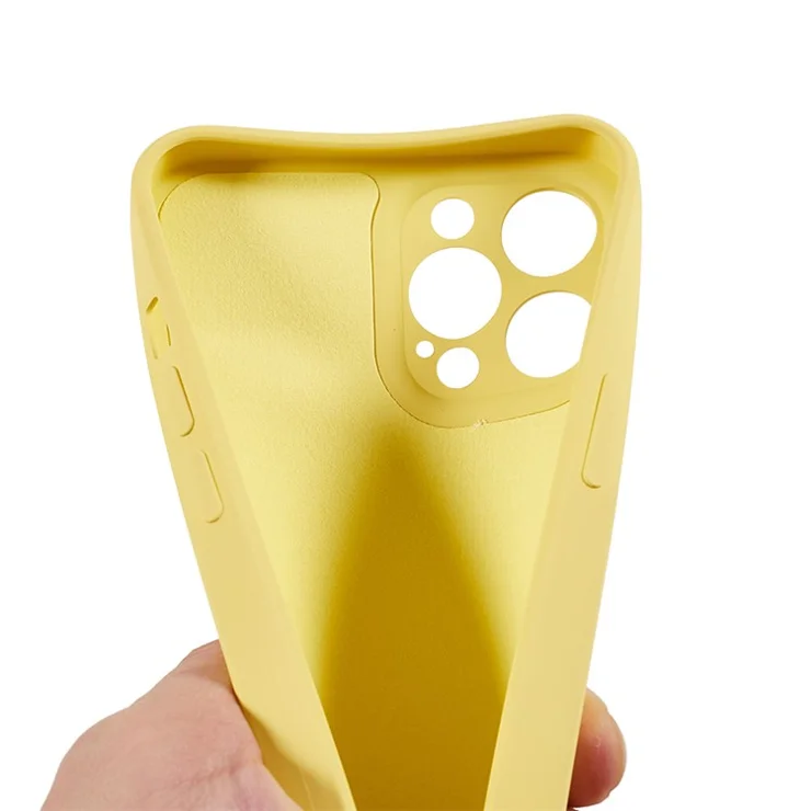 For iPhone 12 Pro Max 6.7 inch Soft TPU Drop-Proof Rubberized Cover Fiber Lining Cushion Phone Case - Yellow