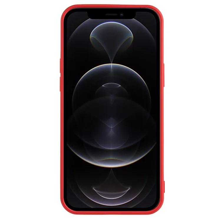 For iPhone 12 Pro Max 6.7 inch Soft TPU Drop-Proof Rubberized Cover Fiber Lining Cushion Phone Case - Red