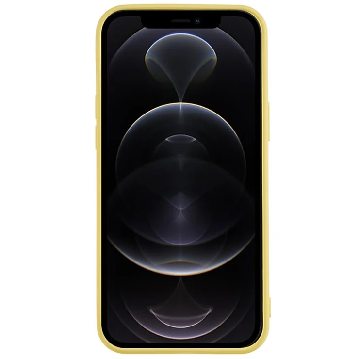 For iPhone 12 Pro Phone TPU Case Fiber Lining Rubberized Cell Phone Cover - Yellow