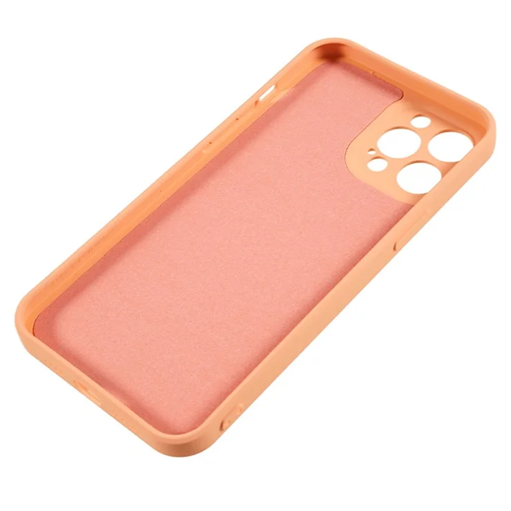 For iPhone 12 Pro Phone TPU Case Fiber Lining Rubberized Cell Phone Cover - Orange
