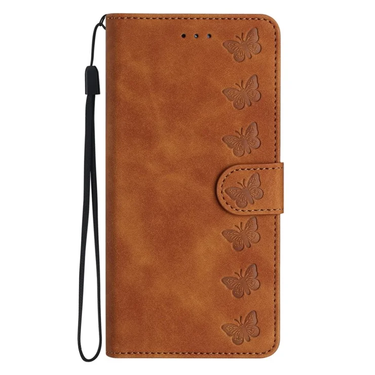 For Sony Xperia 1 V Drop-proof Butterfly Imprinted Shell PU Leather Wallet Stand Phone Case - Brown