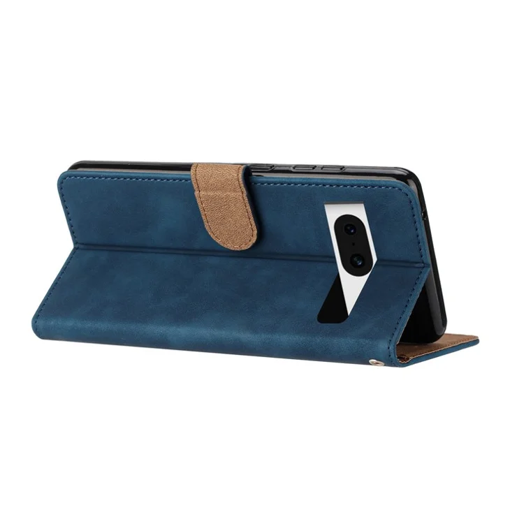Butterfly Imprinted Wallet Phone Case for Google Pixel 8 , PU Leather Stand Cover - Blue