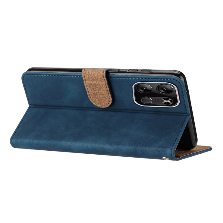 Phone Case for TECNO Spark Go 2023 4G PU Leather Stand Shell Butterfly Imprinted Wallet Flip Cover - Blue
