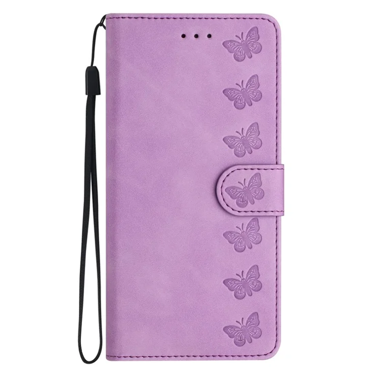 For Samsung Galaxy A51 4G SM-A515 PU Leather Wallet Case Butterfly Imprinted Phone Stand Cover - Purple