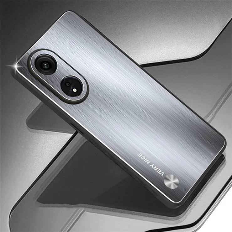 Brushed Cover for Oppo A1 Pro 5G / Reno8 T 5G / A98 5G TPU Frame Aluminium Alloy Cell Phone Back Case - Silver