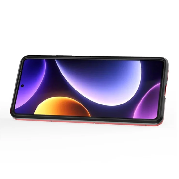 For Xiaomi Redmi Note 12 Turbo / Poco F5 5G Soft TPU Hard PC Shockproof Cover Ring Holder Kickstand Phone Case - Red